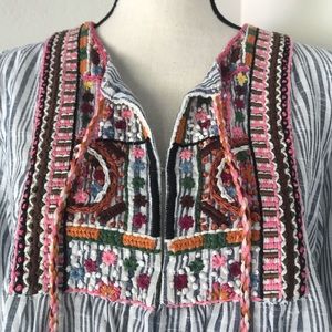Velvet embroidered boho blouse